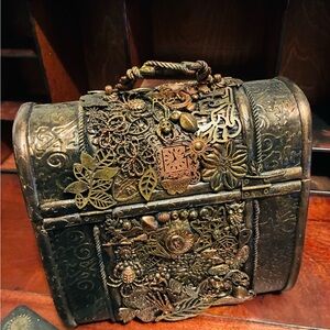 Ornate Decorative Box with Floral Accents